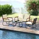 4 Pieces Patio Furniture Set with Tempered Glass Coffee Table by LJGDeals