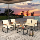 4 Pieces Patio Furniture Set with Tempered Glass Coffee Table by LJGDeals