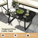 4 Pieces Patio Furniture Set with Tempered Glass Coffee Table by LJGDeals