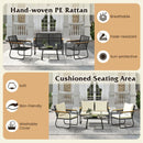 4 Pieces Patio Furniture Set with Tempered Glass Coffee Table by LJGDeals