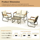 4 Pieces Patio Furniture Set with Tempered Glass Coffee Table by LJGDeals