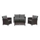 4 Pieces Patio Rattan Conversation Furniture Set with Glass Top Coffee Table-Gray by LJGDeals