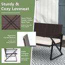 4 Pieces Rattan Patio Rocking Furniture Set with Loveseat and Coffee Table by LJGDeals