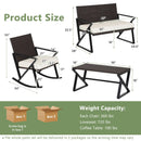 4 Pieces Rattan Patio Rocking Furniture Set with Loveseat and Coffee Table by LJGDeals
