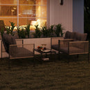 4 Pieces Outdoor PE Rattan Conversation Sofa Set with Cushions-Grey by LJGDeals
