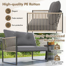 4 Pieces Outdoor PE Rattan Conversation Sofa Set with Cushions-Grey by LJGDeals