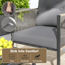 4 Pieces Outdoor PE Rattan Conversation Sofa Set with Cushions-Grey by LJGDeals