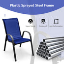 4 Pieces Stackable Patio Dining Chairs Set with Armrest-Navy