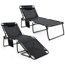 4 Position Folding Lounge Chaise with Adjustable Backrest and Footrest by LJGDeals