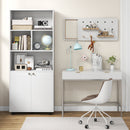 66 Inch Tall Double-Door Bookcase with Adjustable Shelf and Storage Cubes-White