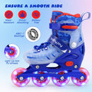 4-Size Adjustable Illuminating Kids Inline Skates with Light Up Wheels