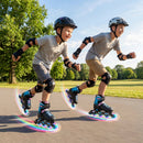 4-Size Adjustable Light-Up Kids Inline Skates for Kids Ages 7-9