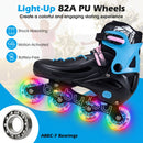 4-Size Adjustable Light-Up Kids Inline Skates for Kids Ages 7-9