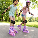 4-Size Adjustable Light-Up Kids Inline Skates for Kids Ages 7-9