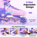 4-Size Adjustable Light-Up Kids Inline Skates for Kids Ages 7-9 by LJGDeals