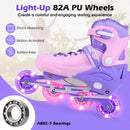 4-Size Adjustable Light-Up Kids Inline Skates for Kids Ages 7-9