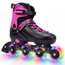 4-Size Adjustable Light-Up Kids Inline Skates for Kids Ages 7-9