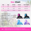 4-Size Adjustable Light-Up Kids Inline Skates for Kids Ages 7-9