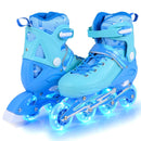 4-Size Adjustable Light-Up Kids Inline Skates for Kids Ages 7-9