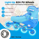 4-Size Adjustable Light-Up Kids Inline Skates for Kids Ages 9-14