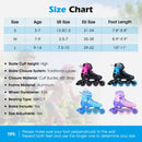 4-Size Adjustable Light-Up Kids Inline Skates for Kids Ages 9-14