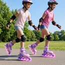 4-Size Adjustable Light-Up Kids Inline Skates for Kids Ages 9-14