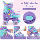 4 Sizes Adjustable Kids Roller Skates with Light-up Wheels and Safety Protection S Size-Purple
