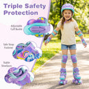 4 Sizes Adjustable Kids Roller Skates with Light-up Wheels and Safety Protection S Size-Purple