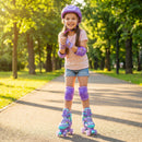 4 Sizes Adjustable Kids Roller Skates with Light-up Wheels and Safety Protection M Size-Purple