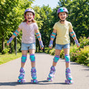 4 Sizes Adjustable Kids Roller Skates with Light-up Wheels and Safety Protection M Size-Purple