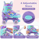 4 Sizes Adjustable Kids Roller Skates with Light-up Wheels and Safety Protection M Size-Purple