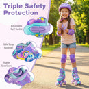 4 Sizes Adjustable Kids Roller Skates with Light-up Wheels and Safety Protection M Size-Purple