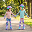 4 Sizes Adjustable Kids Roller Skates with Light-up Wheels and Safety Protection-Purple