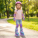 4 Sizes Adjustable Kids Roller Skates with Light-up Wheels and Safety Protection-Purple