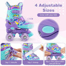 4 Sizes Adjustable Kids Roller Skates with Light-up Wheels and Safety Protection-Purple
