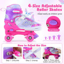 4 Sizes Adjustable Kids Roller Skates for Toddlers Ages 9-14 with 4 Light-up Wheels