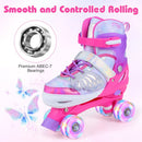 4 Sizes Adjustable Kids Roller Skates for Toddlers Ages 9-14 with 4 Light-up Wheels