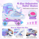 4 Sizes Adjustable Kids Roller Skates for Toddlers Ages 9-14 with 4 Light-up Wheels by DirectDeals