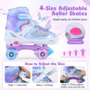 4 Sizes Adjustable Kids Roller Skates for Toddlers Ages 9-14 with 4 Light-up Wheels