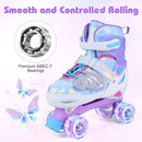 4 Sizes Adjustable Kids Roller Skates for Toddlers Ages 9-14 with 4 Light-up Wheels
