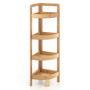 4 Tier Bamboo Corner Shelf Corner Freestanding Storage Organizer Shelving Unit for Bathroom-Natural