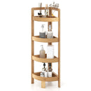 4 Tier Bamboo Corner Shelf Corner Freestanding Storage Organizer Shelving Unit for Bathroom-Natural by LJGDeals