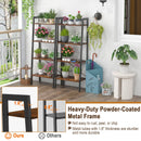 4-Tier Bookshelf with Metal Frame and Adjustable Foot Pads-Rustic Brown