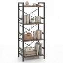 4-Tier Bookshelf Narrow Freestanding Display Shelf with Metal Frame by DirectDeals