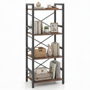 4-Tier Bookshelf Narrow Freestanding Display Shelf with Metal Frame by DirectDeals