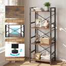 4-Tier Bookshelf Narrow Freestanding Display Shelf with Metal Frame by LJGDeals