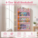 4-Tier Wall Mounted Bookshelf with Safety Rails by LJGDeals