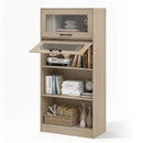 4-Tier Bookshelf with Storage Cabinets - Natural Wood by LJGDeals