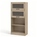 4-Tier Bookshelf with Storage Cabinets - Natural Wood by LJGDeals