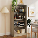 4-Tier Bookshelf with Storage Cabinets - Natural Wood by LJGDeals